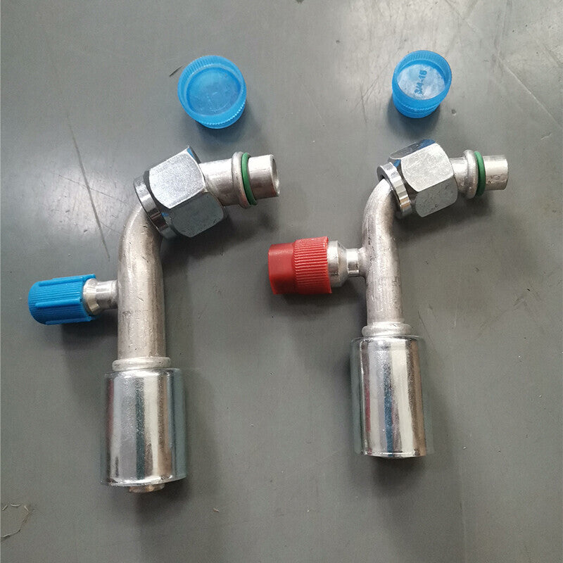 DURAFORCE Ac Fitting #8
 Female Oring Beadlock 90 Degree w R134a High Low Pressure Valv
