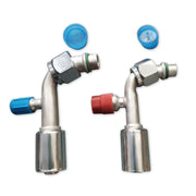 DURAFORCE Ac Fitting #8
 Female Oring Beadlock 90 Degree w R134a High Low Pressure Valv