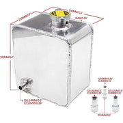 DURAFORCE Aluminum Water Coolant Radiator Universal 2.5L Overflow Reservior Tank+ Cap