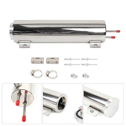DURAFORCE 3" X 16" 50OZ Polished Stainless Steel Radiator Over Flow Puke Tank Catch Can