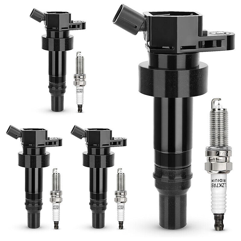 DURAFORCE 4x Ignition Coil + Iridium Spark Plug For 12-19 Hyundai Accent Kia Soul Rio 1.6L