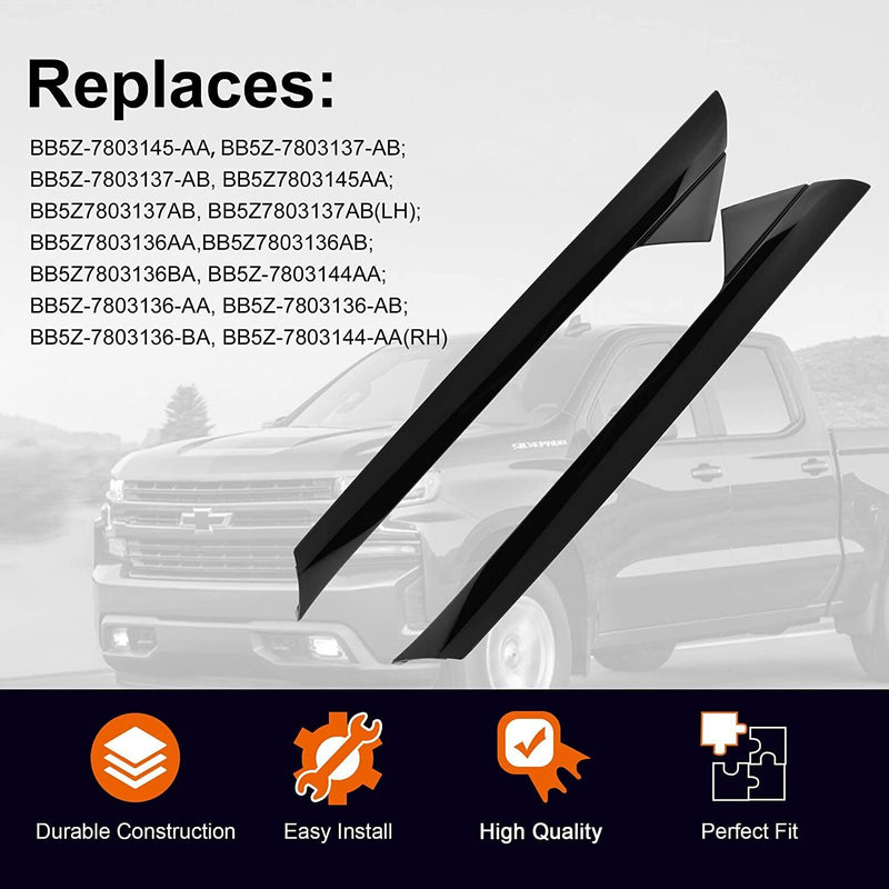 DURAFORCE Fit For 2011-2019 Ford Explorer Windshield Outer Trim Pillar Molding RH+LH Side