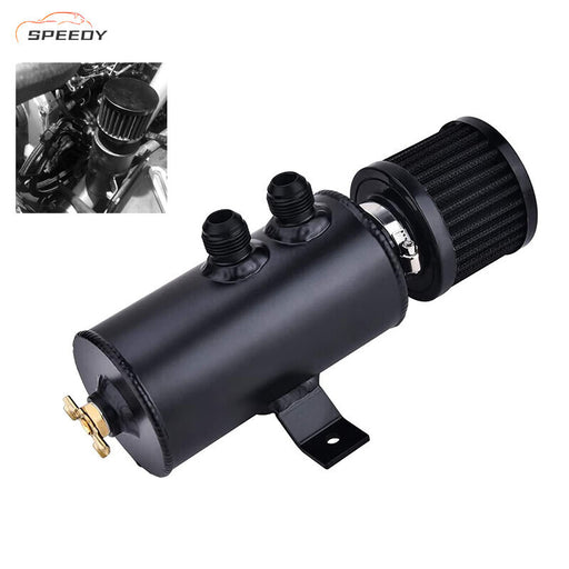 DURAFORCE 750ml 10AN Oil Catch Can Reservoir Tank & Breather Filter Baffled Aluminum Black