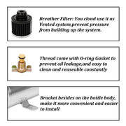 DURAFORCE 750ml 10AN Oil Catch Can Reservoir Tank & Breather Filter Baffled Aluminum Black
