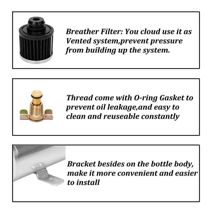 DURAFORCE 750ml 10AN Oil Catch Can Reservoir Tank & Breather Filter Baffled Aluminum Black