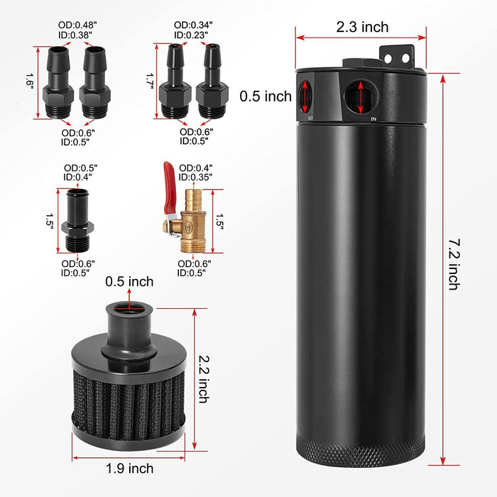 DURAFORCE 750ML Oil Catch Can Kit Universal Oil Separator Large Baffled Reservoir Tank