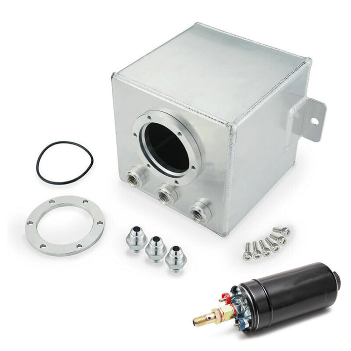 DURAFORCE 2L Billet High Flow Swirl Fuel Surge Tank AN6 Fitting & 044 External Fuel Pump