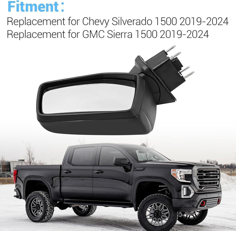 DURAFORCE Mirror For Chevrolet Silverado 1500 Right Side Power Heated Textured 2019-2024