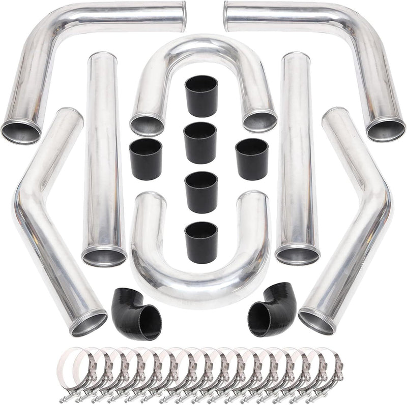 DURAFORCE Universal 2.5" Intercooler Piping Kit +T-Bolt Clamps + Black Silicone Hose