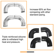DURAFORCE Universal 2.5" Intercooler Piping Kit +T-Bolt Clamps + Black Silicone Hose