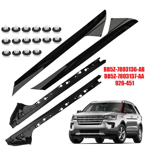 DURAFORCE 2 Pair Passenger Driver Windshield A-Pillar Molding Trim for 11-19 Ford Explorer