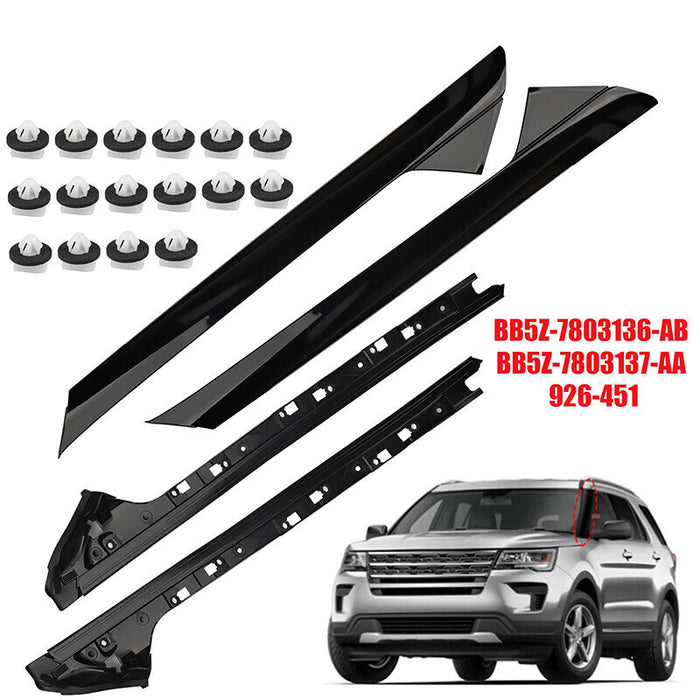 DURAFORCE 2 Pair Passenger Driver Windshield A-Pillar Molding Trim for 11-19 Ford Explorer