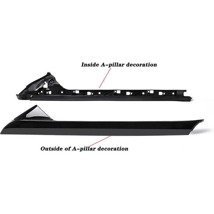 DURAFORCE 2 Pair Passenger Driver Windshield A-Pillar Molding Trim for 11-19 Ford Explorer