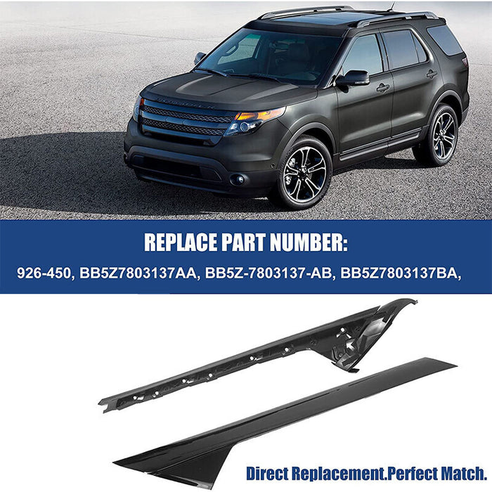 DURAFORCE 2 Pair Passenger Driver Windshield A-Pillar Molding Trim for 11-19 Ford Explorer