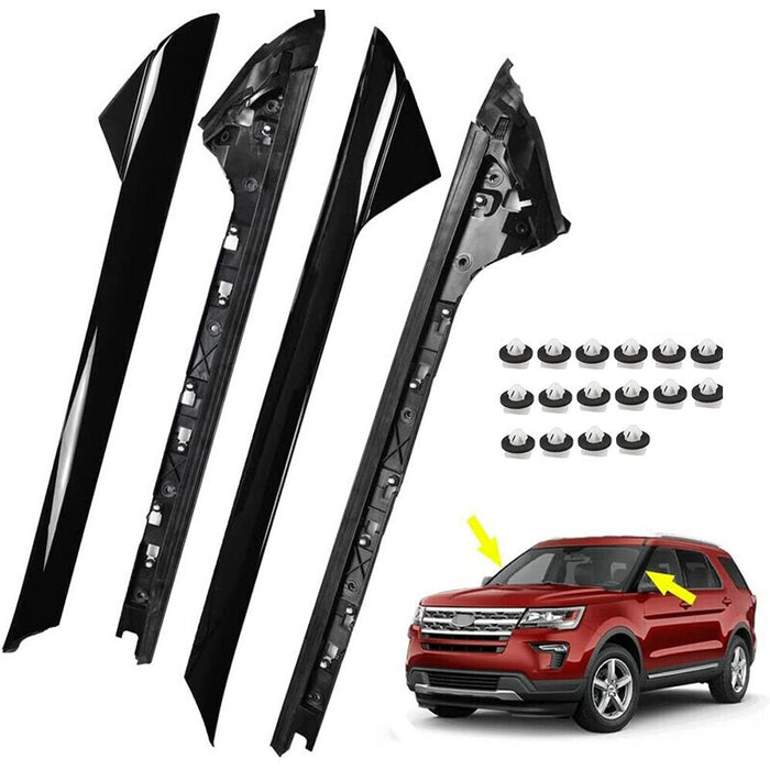 DURAFORCE 2 Pair Passenger Driver Windshield A-Pillar Molding Trim for 11-19 Ford Explorer