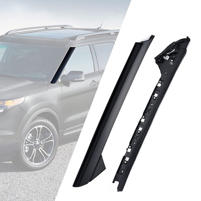 DURAFORCE 2 Pair Passenger Driver Windshield A-Pillar Molding Trim for 11-19 Ford Explorer