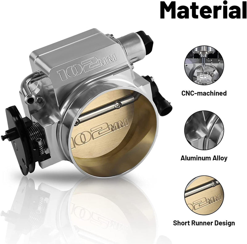 DURAFORCE Fit LS Throttle Body 102mm 4 Bolt +TPS IAC For GM LS1 LS2 LS6 LS7 LSX Alum