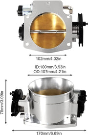 DURAFORCE Fit LS Throttle Body 102mm 4 Bolt +TPS IAC For GM LS1 LS2 LS6 LS7 LSX Alum