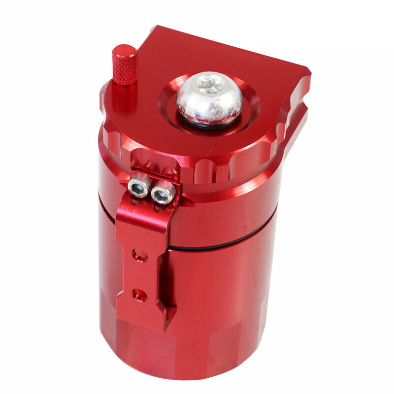 DURAFORCE Universal Car Oil Catch Can Kit Reservoir Baffled Tank with Breather Filter Red