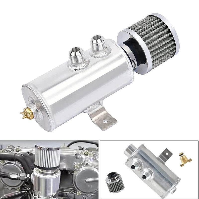 DURAFORCE Car Engine 750ml 10AN Oil Catch Can Reservoir Tank + Breather Filter Baffled Kit