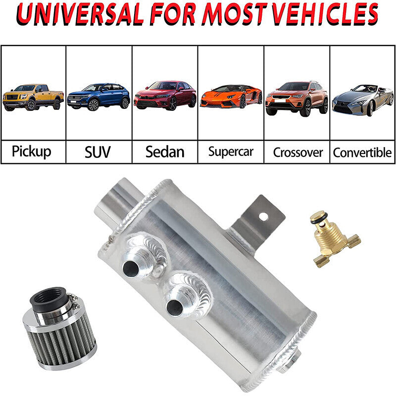 DURAFORCE Car Engine 750ml 10AN Oil Catch Can Reservoir Tank + Breather Filter Baffled Kit