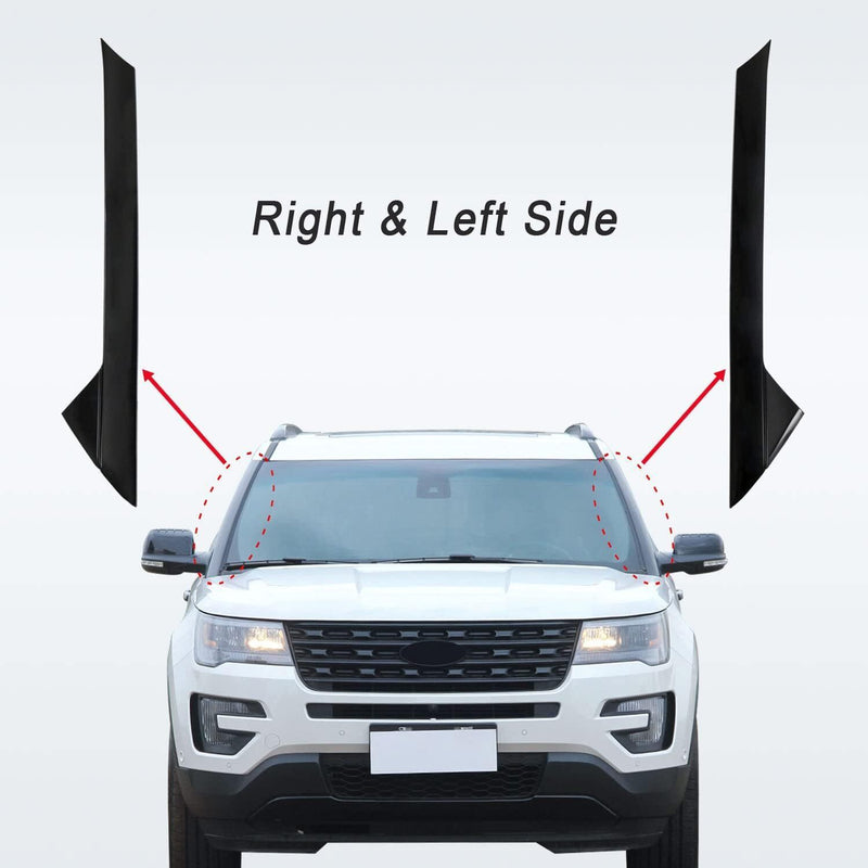 DURAFORCE 2PCS For 2011-2019 Ford Explorer Windshield Outer Pillar Molding Trim Left Right