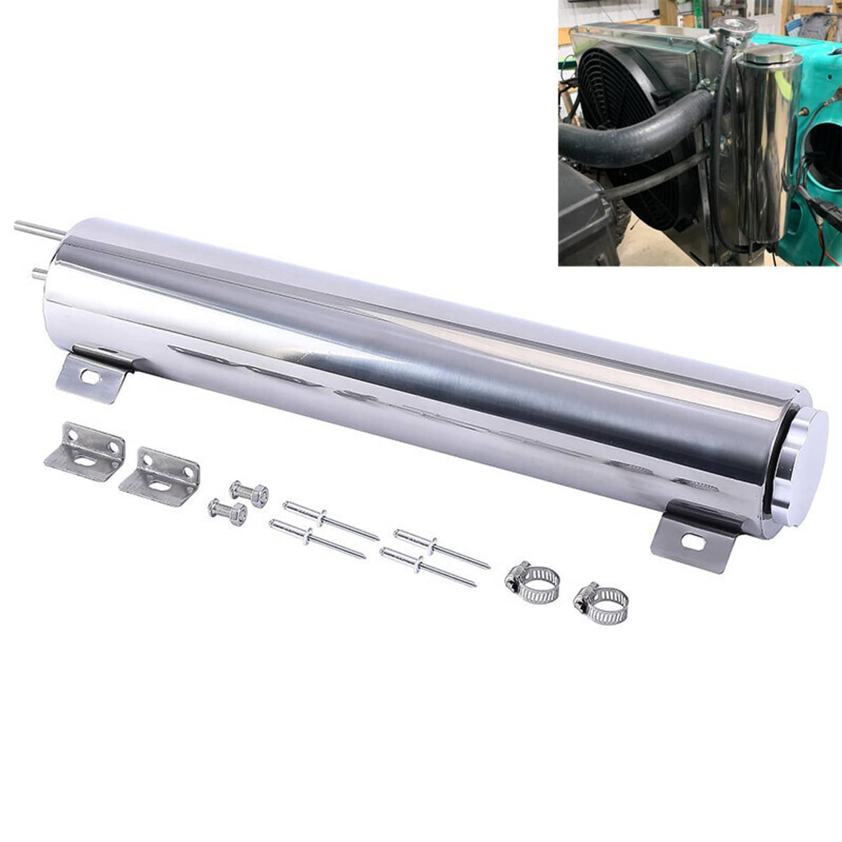 Radiator Coolant Over Flow Puke Tank Can 3 X 16 Inch Polished Stainles ...