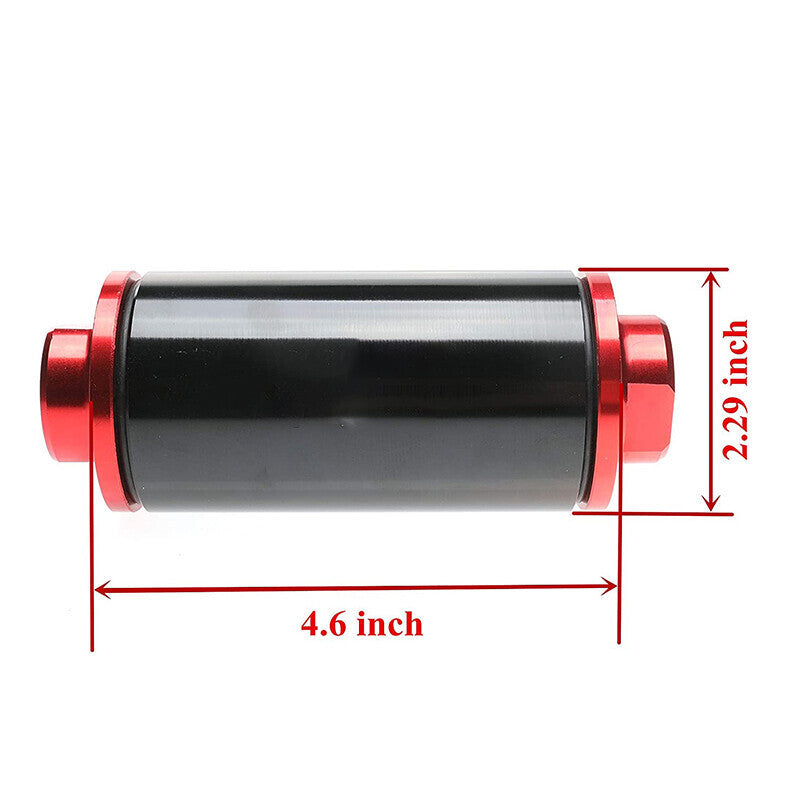DURAFORCE Black&Red 30 Micron Inline Fuel Filter Cleanable With 6AN 8AN 10AN Fitting