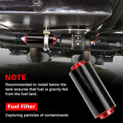 DURAFORCE Black&Red 30 Micron Inline Fuel Filter Cleanable With 6AN 8AN 10AN Fitting