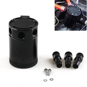 DURAFORCE Universal Car Racing Baffled 3-Port Oil Catch Can Tank Air-Oil Separator Black