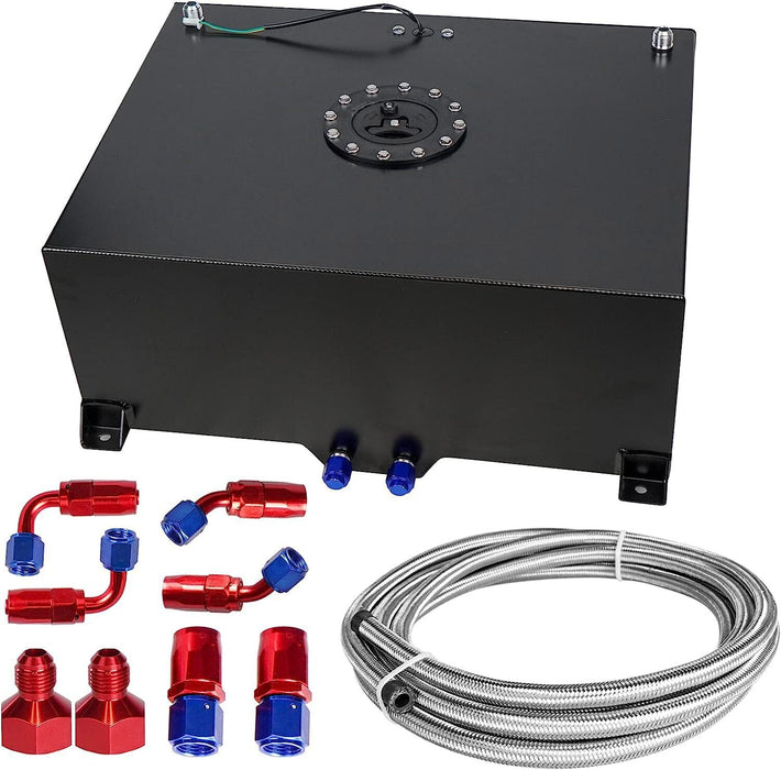 DURAFORCE 20 Gallon/80L Fuel Cell Gas Tank Black Aluminum w Level Sender& Cap Fuel Line