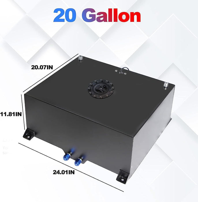DURAFORCE 20 Gallon/80L Fuel Cell Gas Tank Black Aluminum w Level Sender& Cap Fuel Line
