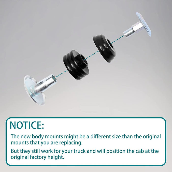 DURAFORCE Fit For 2008-2016 Ford F-250 F-350 Super Duty Body Cab Mounts Body Mount Bushing