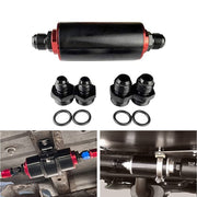 DURAFORCE High Flow Inline Fuel Filter 100 Micron Cleanable 6AN 8AN 10AN Adapter Universal