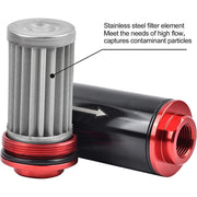 DURAFORCE High Flow Inline Fuel Filter 100 Micron Cleanable 6AN 8AN 10AN Adapter Universal