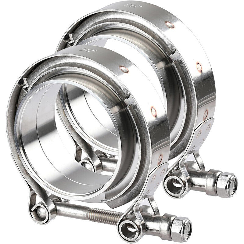 DURAFORCE 2.5" V-Band Flange & Clamp Set 2 Pcs w/ Male Female For Turbo Pipes