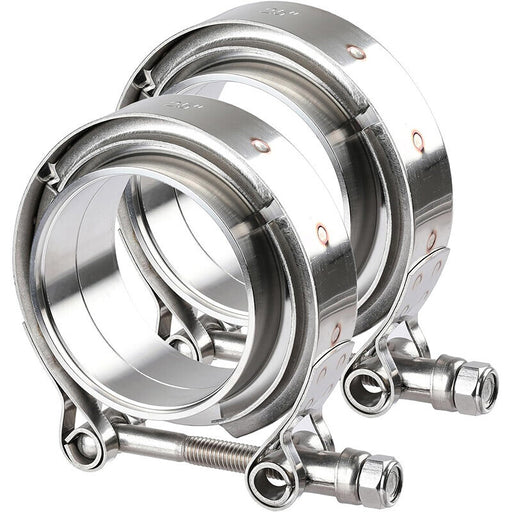 DURAFORCE 2.5" V-Band Flange & Clamp Set 2 Pcs w/ Male Female For Turbo Pipes