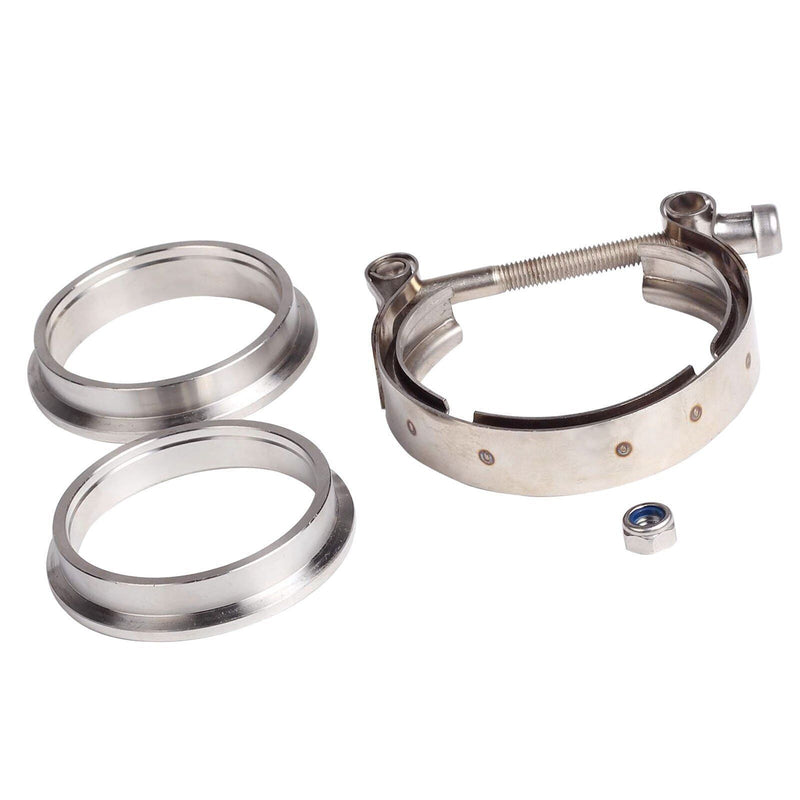 DURAFORCE 2.5" V-Band Flange & Clamp Set 2 Pcs w/ Male Female For Turbo Pipes