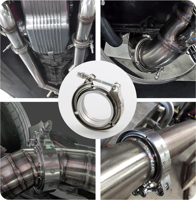 DURAFORCE 2.5" V-Band Flange & Clamp Set 2 Pcs w/ Male Female For Turbo Pipes