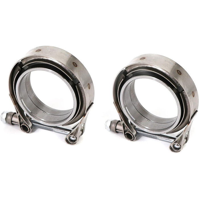 DURAFORCE 2.5" V-Band Flange & Clamp Set 2 Pcs w/ Male Female For Turbo Pipes