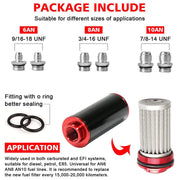 DURAFORCE High Flow Inline Fuel Filter 30 Micron Cleanable with AN6 AN8 AN10 Adapter