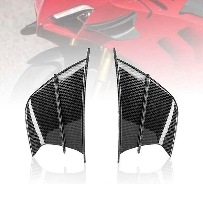 DURAFORCE 1Pair Motorcycle Side Winglets Air Deflector Wing Kit Spoiler Gloss Carbon Fiber