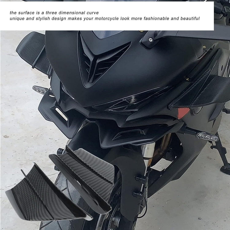 DURAFORCE 1Pair Motorcycle Side Winglets Air Deflector Wing Kit Spoiler Gloss Carbon Fiber