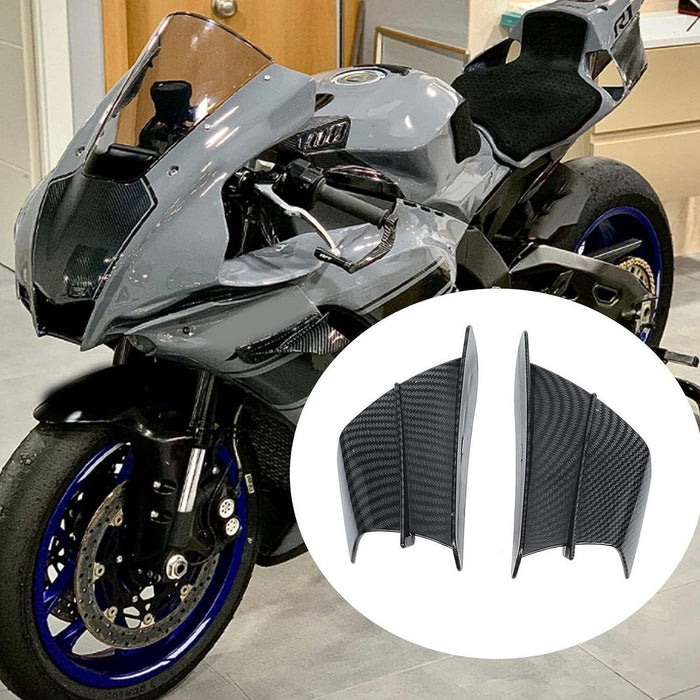 DURAFORCE 1Pair Motorcycle Side Winglets Air Deflector Wing Kit Spoiler Gloss Carbon Fiber