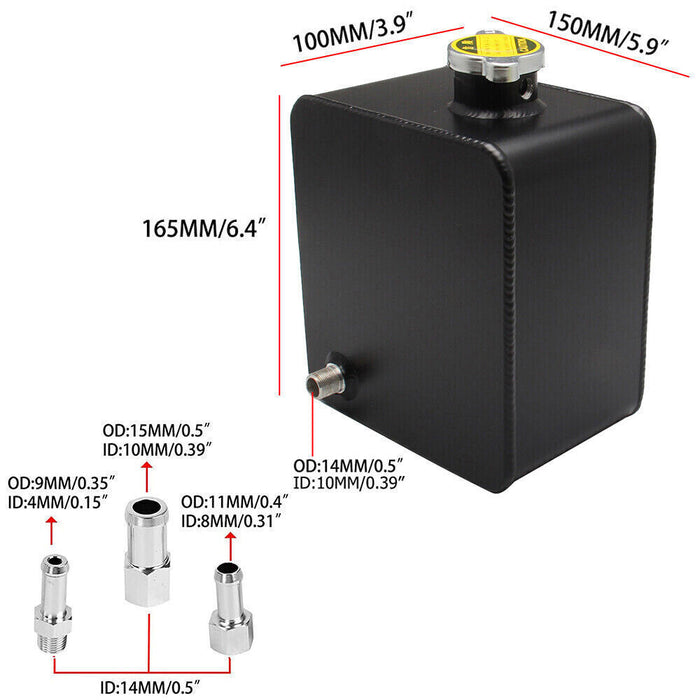 DURAFORCE 2.5L Aluminum Universal Coolant Radiator Overflow Recovery Water Tank Bottle