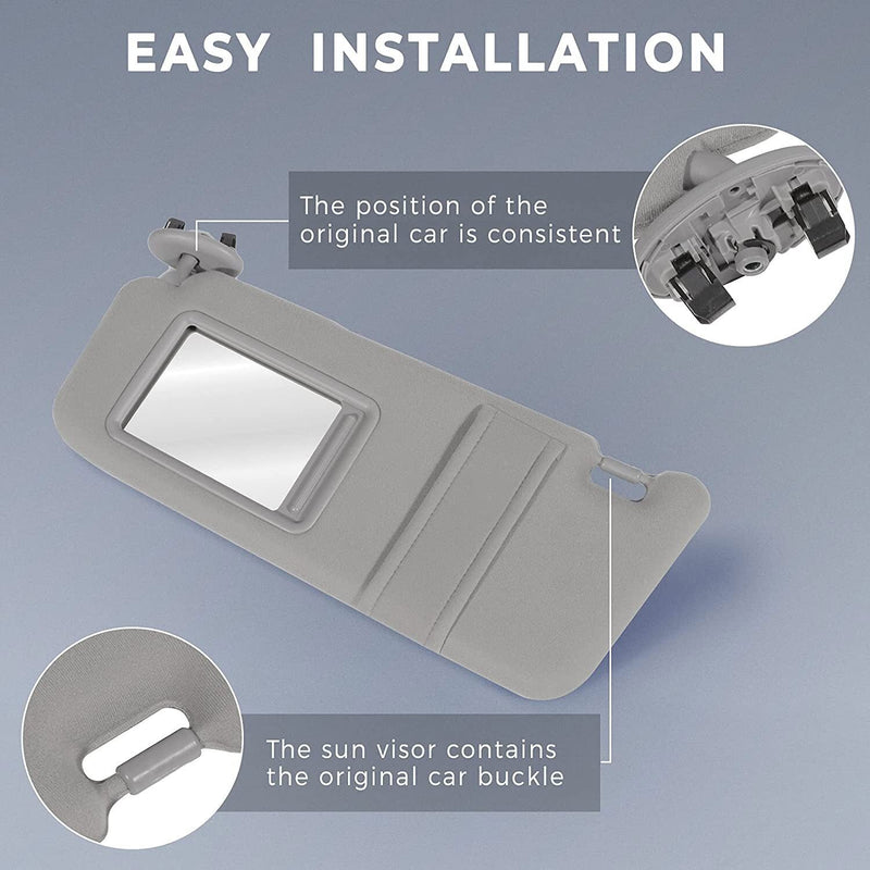 DURAFORCE Fit For Toyota Camry 2007-2011 Gray Car Sun Visor Left & Right Side Sunroof Grey