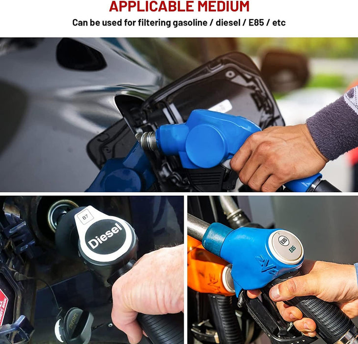 DURAFORCE 100 Micron Fuel Filter Inline 6AN 8AN Universal High Flow Billet Aluminium Black