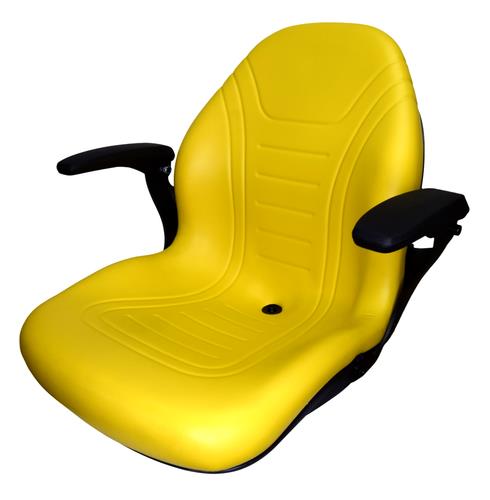 DURAFORCE John Deere High Back Lawn Mower Compact Tractor Seat With Armrests Yellow