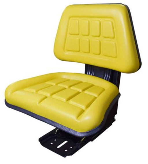 DURAFORCE Universal Replacement John Deere Tractor Seat with Slides and Suspension Yellow