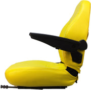 DURAFORCE Zero Turn Turf Lawn Mower Seat Yellow w/ Armrests John Deere